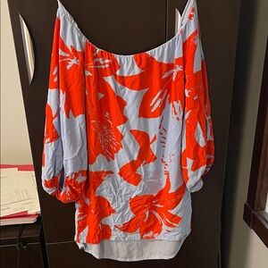 Floral Off-Shoulder Women's Top - Red and White